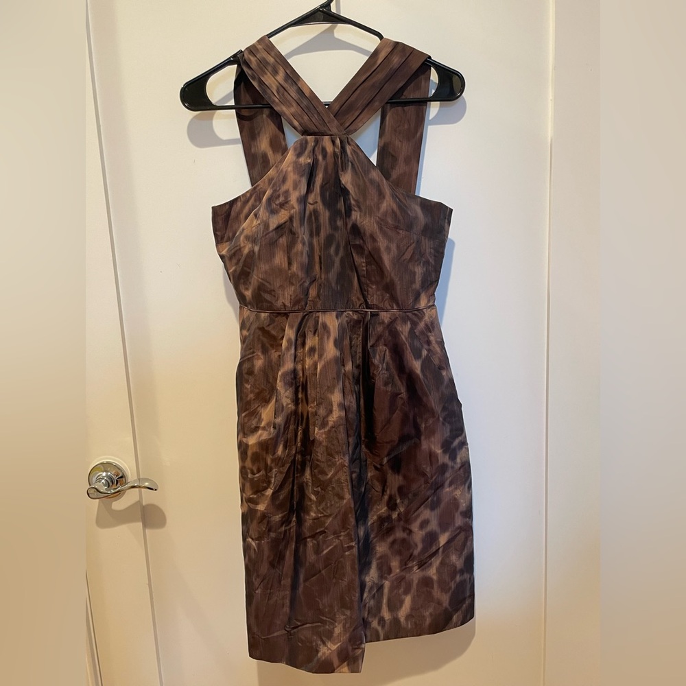 Banana Republic Black/Brown Animal Print Party Dress